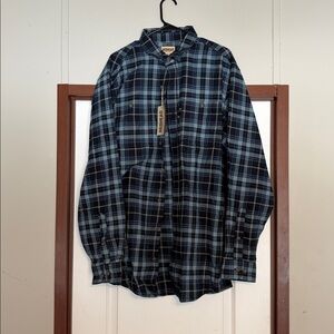 RedHead Men's Navy and Light Blue Checkered Shirt XL Tall